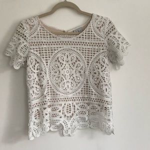 Liv LA lace pattern crocheted shirt